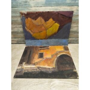 Lot Of 2 Acrylic Painting On Canvas  Handmade